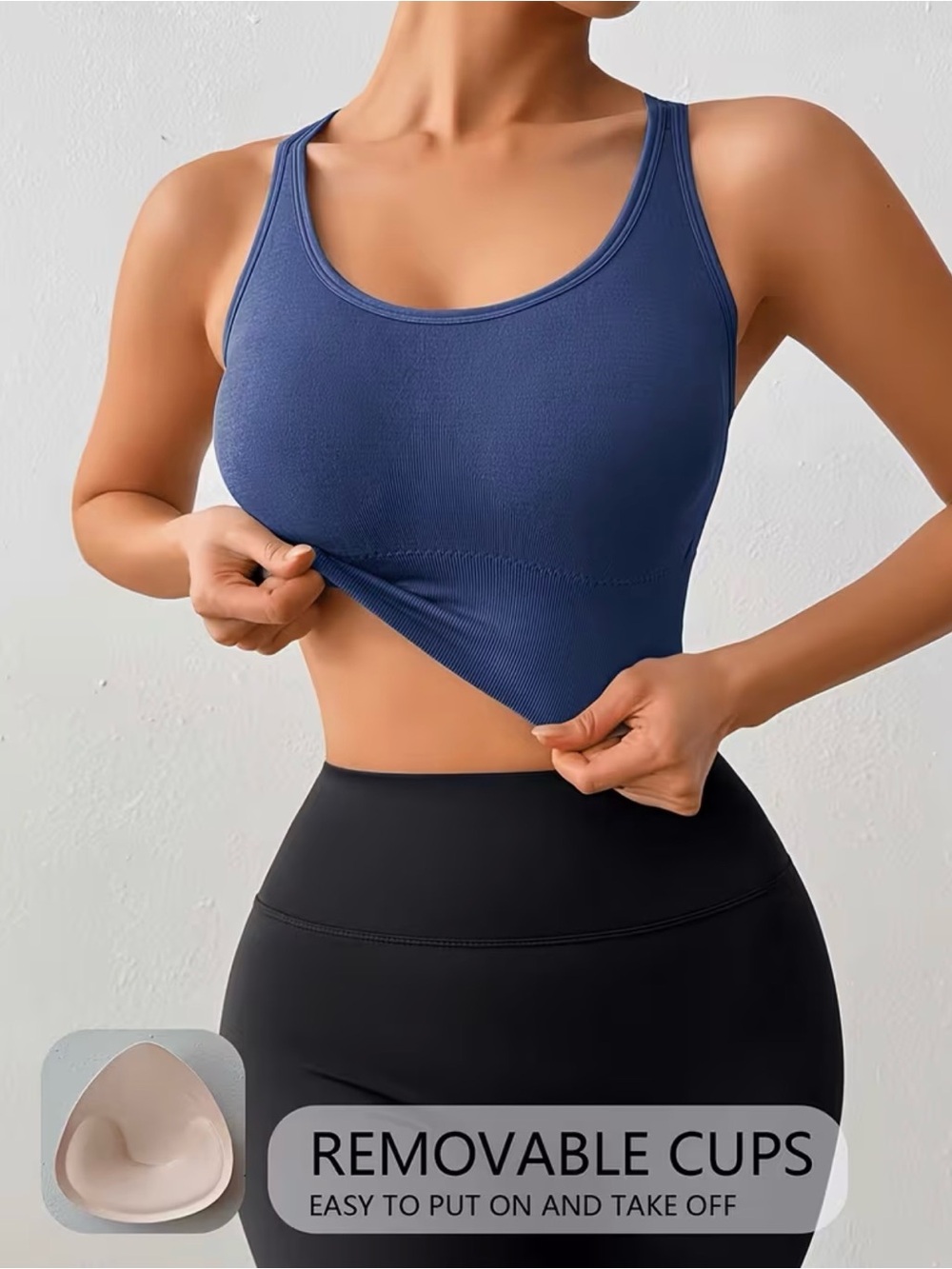 Blue Seamless Removable-Cup Sports Brami